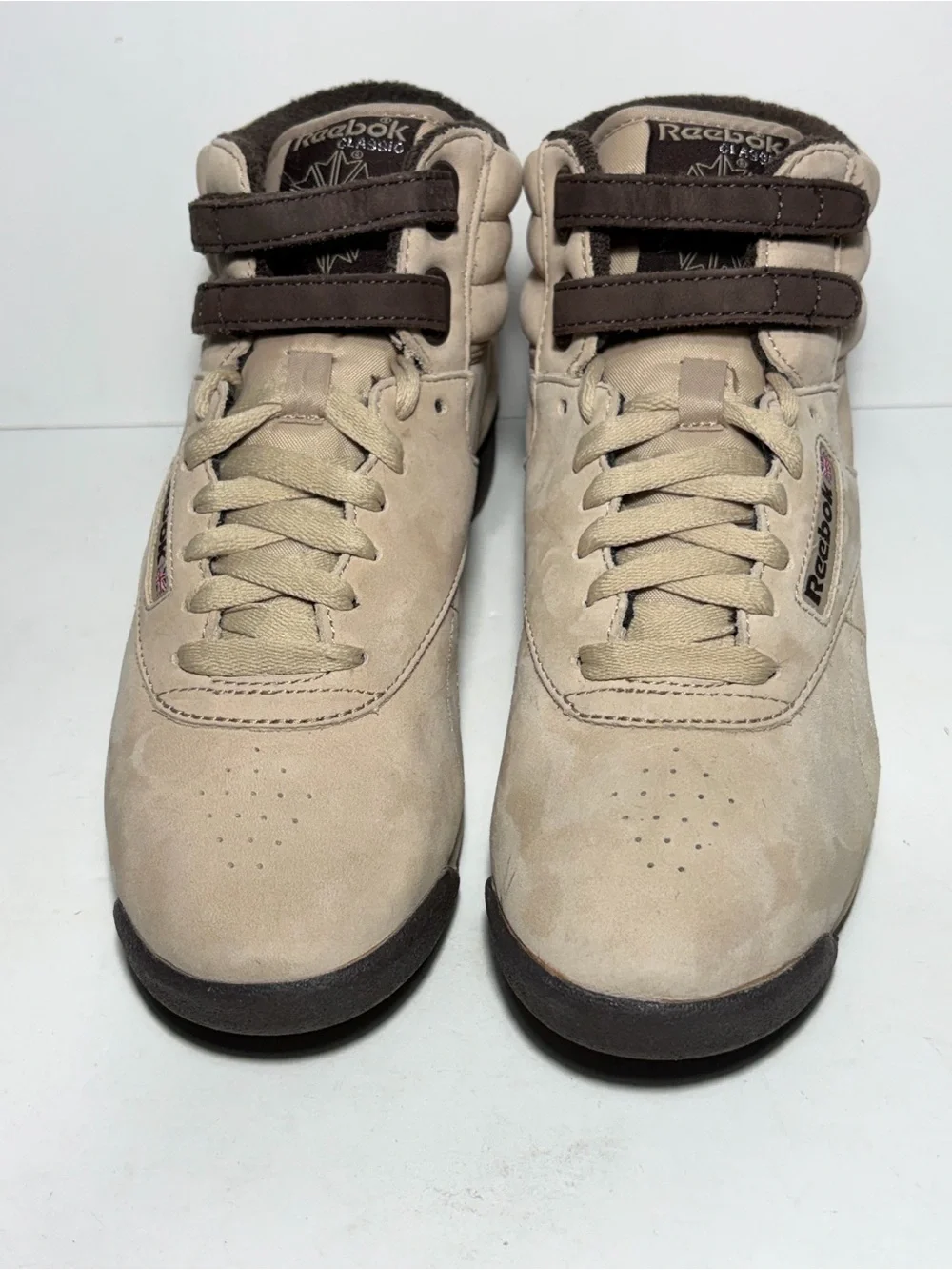 Reebok Freestyle F/S High-top Women Beige and Dark Brown Sneakers Size 8.5
